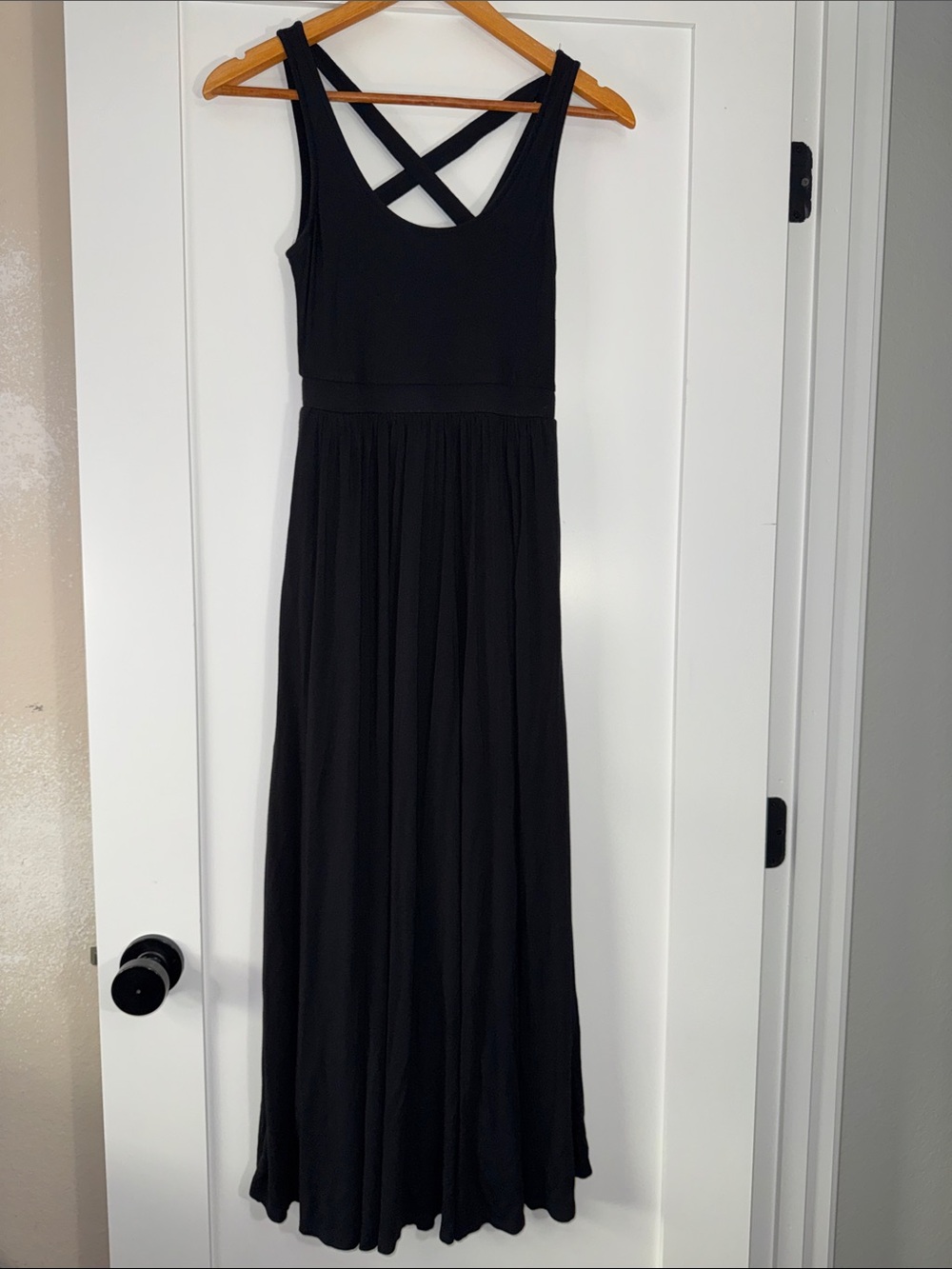 Maeve by Anthropologie Black Maxi Dress with Cross-Back Straps Sz XXSP basic